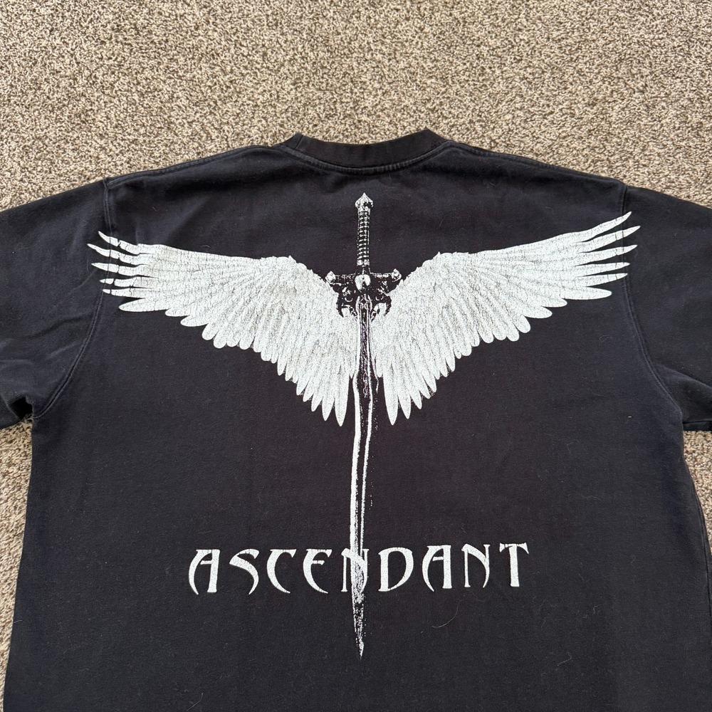 Auspicious Blvd Ascendent Black Tshirt Graphic Wings Sword Goth Size 2XL